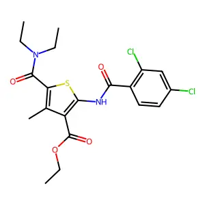 ethyl 2-[(2,4-dichlorobenzoyl)amino]-5-(diethylcarbamoyl)-4-methylthiophene-3-carboxylate structure