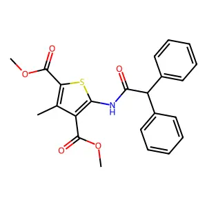 Dimethyl 5-[(diphenylacetyl)amino]-3-methyl-2,4-thiophenedicarboxylate structure