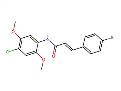 (E)-3-(4-bromophenyl)-N-(4-chloro-2,5-dimethoxyphenyl)prop-2-enamide structure