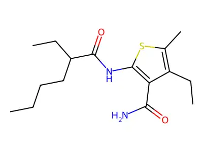 4-Ethyl-2-[(2-ethylhexanoyl)amino]-5-methyl-3-thiophenecarboxamide structure