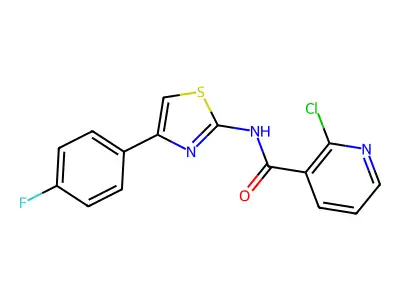 2-chloro-N-[4-(4-fluorophenyl)-1,3-thiazol-2-yl]pyridine-3-carboxamide structure