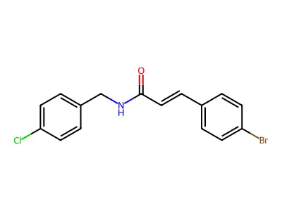 3-(4-bromophenyl)-N-(4-chlorobenzyl)acrylamide structure
