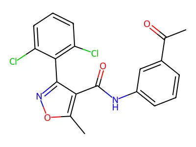 N-(3-acetylphenyl)-3-(2,6-dichlorophenyl)-5-methyl-1,2-oxazole-4-carboxamide structure