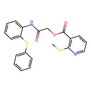 2-Oxo-2-((2-(phenylthio)phenyl)amino)ethyl 2-(methylthio)nicotinate structure