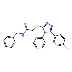 N-benzyl-2-[[5-(4-chlorophenyl)-4-phenyl-1,2,4-triazol-3-yl]sulfanyl]acetamide structure