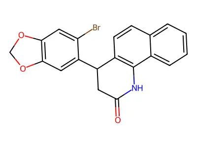 4-(6-bromo-1,3-benzodioxol-5-yl)-3,4-dihydrobenzo[h]quinolin-2(1H)-one structure