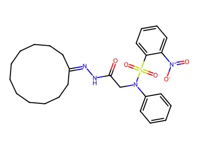 N-(cyclododecylideneamino)-2-(N-(2-nitrophenyl)sulfonylanilino)acetamide structure