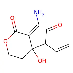 2-[3-(Aminomethylidene)-4-hydroxy-2-oxooxan-4-yl]but-3-enal structure