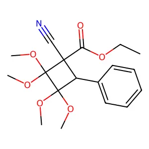 Ethyl 1-cyano-2,2,3,3-tetramethoxy-4-phenyl-cyclobutane-1-carboxylate structure