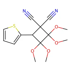 2,2,3,3-Tetramethoxy-4-thiophen-2-ylcyclobutane-1,1-dicarbonitrile structure