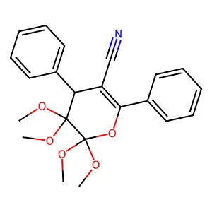 5,5,6,6-tetramethoxy-2,4-diphenyl-4H-pyran-3-carbonitrile structure