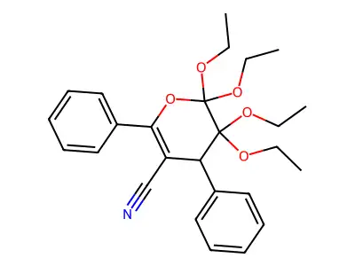 5,5,6,6-tetraethoxy-2,4-diphenyl-4H-pyran-3-carbonitrile structure