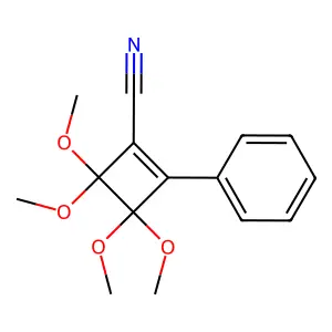 3,3,4,4-Tetramethoxy-2-phenylcyclobutene-1-carbonitrile structure