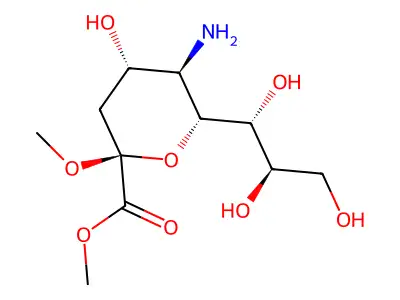 Methyl 5-amino-4-hydroxy-2-methoxy-6-(1,2,3-trihydroxypropyl)oxane-2-carboxylate structure