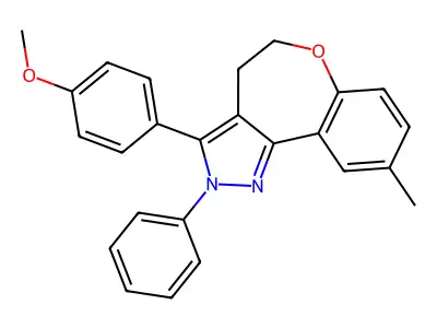 2H-(1)Benzoxepino(5,4-c)pyrazole, 4,5-dihydro-3-(4-methoxyphenyl)-9-methyl-2-phenyl- structure