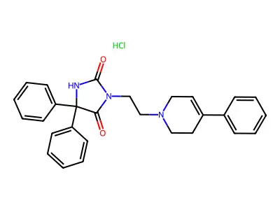 2,4-Imidazolidinedione, 3-(2-(3,6-dihydro-4-phenyl-1(2H)-pyridinyl)ethyl)-5,5-diphenyl-, monohydrochloride structure