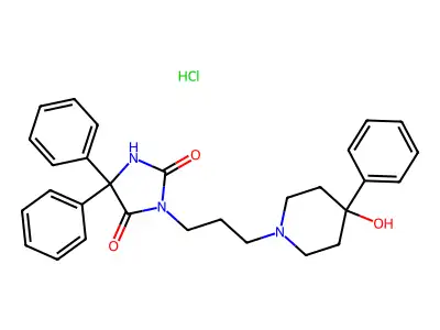 2,4-Imidazolidinedione, 5,5-diphenyl-3-(3-(4-hydroxy-4-phenyl-1-piperidinyl)propyl)-, monohydrochloride structure
