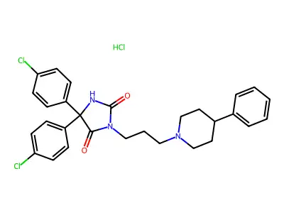 2,4-Imidazolidinedione, 5,5-bis(4-chlorophenyl)-3-(3-(4-phenyl-1-piperidinyl)propyl)-, monohydrochloride structure