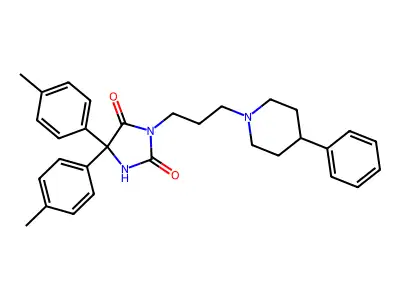 2,4-Imidazolidinedione, 5,5-bis(4-methylphenyl)-3-(3-(4-phenyl-1-piperidinyl)propyl)- structure