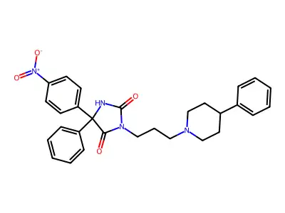 3-(3-(4-Phenyl-1-piperidyl)propyl)-5-(4-nitrophenyl)-5-phenylhydantoin structure