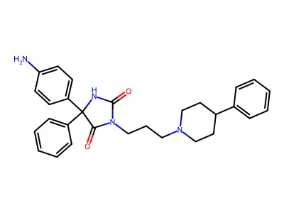 3-(3-(4-Phenyl-1-piperidyl)propyl)-5-(4-aminophenyl)-5-phenylhydantoin structure