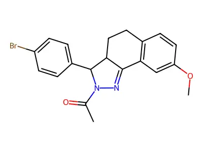 2-acetyl-3-(4-bromophenyl)-8-methoxy-3,3a,4,5-tetrahydro-2H-benzo[g]indazole structure