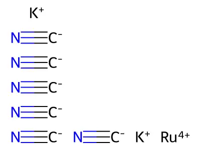 Ruthenate(2-), hexakis(cyano-kappaC)-, potassium (1:2), (OC-6-11)- structure