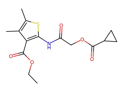 ethyl 2-[[2-(cyclopropanecarbonyloxy)acetyl]amino]-4,5-dimethylthiophene-3-carboxylate structure