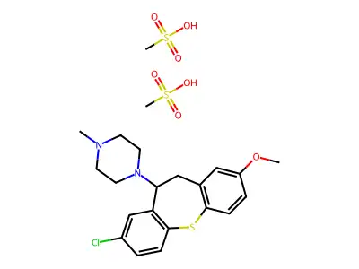 Piperazine, 1-(8-chloro-10,11-dihydro-2-methoxydibenzo(b,f)thiepin-10-yl)-4-methyl-, dimethanesulfonate, hydrate (1:2:1) structure