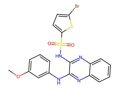 5-bromo-N-{3-[(3-methoxyphenyl)amino]quinoxalin-2-yl}thiophene-2-sulfonamide structure