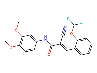 2-cyano-3-[2-(difluoromethoxy)phenyl]-N-(3,4-dimethoxyphenyl)prop-2-enamide structure