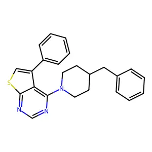 4-(4-Benzylpiperidin-1-yl)-5-phenylthieno[2,3-d]pyrimidine structure
