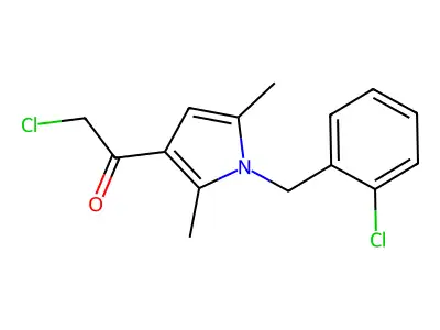 2-Chloro-1-[1-[(2-chlorophenyl)methyl]-2,5-dimethylpyrrol-3-yl]ethanone structure