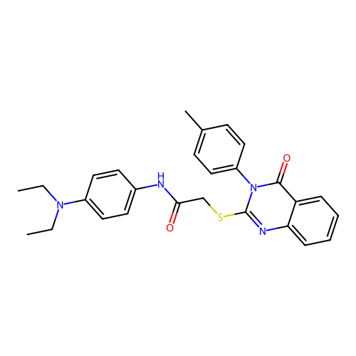 N-[4-(diethylamino)phenyl]-2-[3-(4-methylphenyl)-4-oxoquinazolin-2-yl]sulfanylacetamide structure
