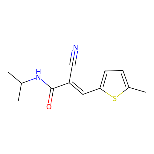 (E)-2-cyano-3-(5-methylthiophen-2-yl)-N-propan-2-ylprop-2-enamide structure
