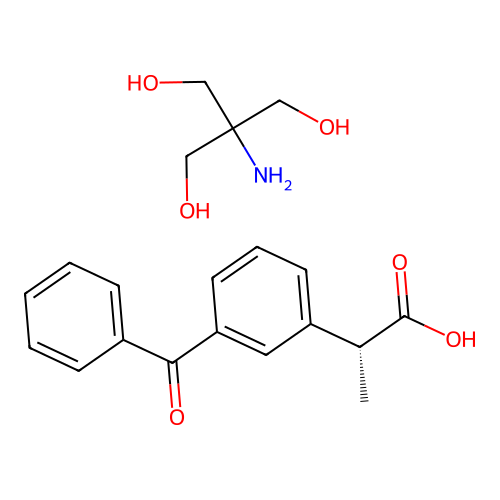 2-amino-2-(hydroxymethyl)propane-1,3-diol;(2R)-2-(3-benzoylphenyl)propanoic acid structure