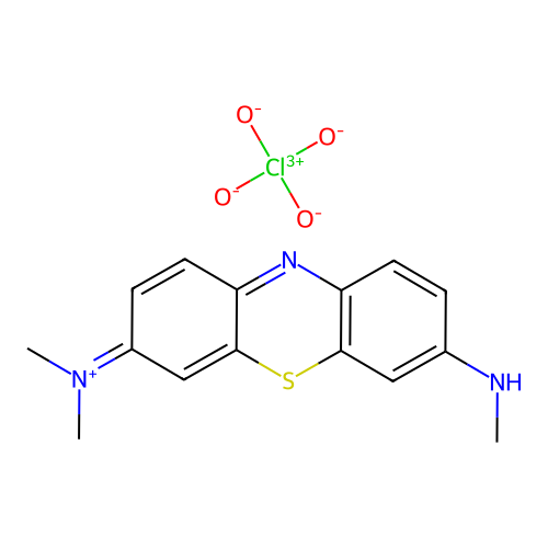 3-(Dimethylamino)-7-(methylamino)phenothiazin-5-ium perchlorate structure