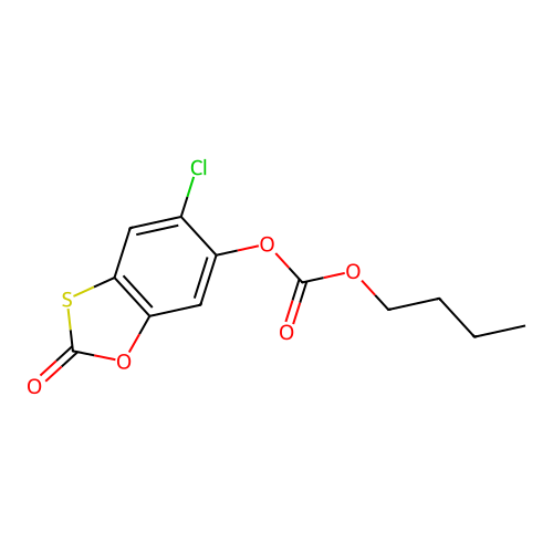 Butyl 5-chloro-2-oxo-2H-1,3-benzoxathiol-6-yl carbonate structure