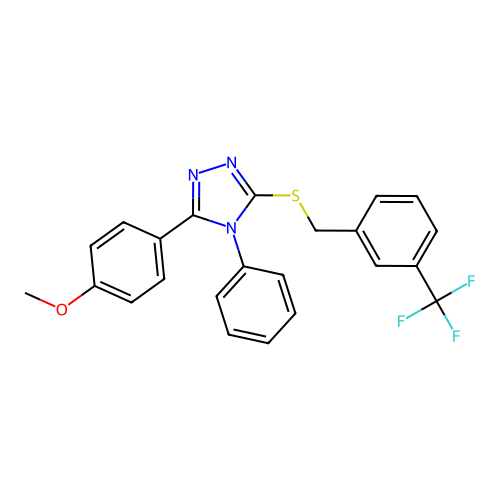 3-(4-methoxyphenyl)-4-phenyl-5-[[3-(trifluoromethyl)phenyl]methylsulfanyl]-1,2,4-triazole structure