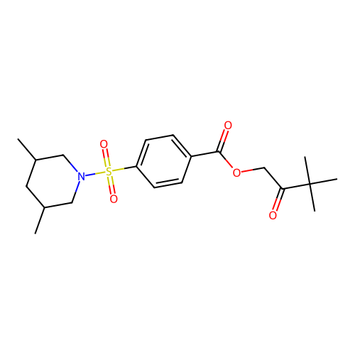 (3,3-Dimethyl-2-oxobutyl) 4-(3,5-dimethylpiperidin-1-yl)sulfonylbenzoate structure