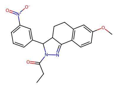 3-{3-nitrophenyl}-7-methoxy-2-propionyl-3,3a,4,5-tetrahydro-2H-benzo[g]indazole structure