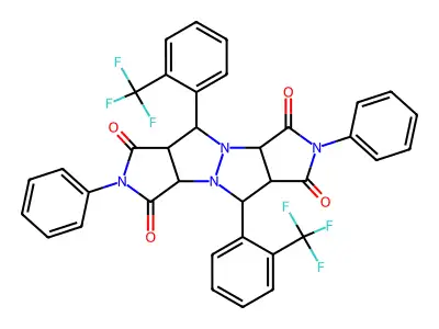 4,11-Diphenyl-7,14-bis[2-(trifluoromethyl)phenyl]-1,4,8,11-tetrazatetracyclo[6.6.0.02,6.09,13]tetradecane-3,5,10,12-tetrone structure