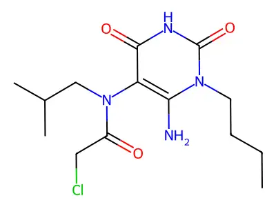 N-(6-Amino-1-butyl-2,4-dioxo-1,2,3,4-tetrahydropyrimidin-5-yl)-2-chloro-N-(2-methylpropyl)acetamide structure