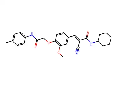 (E)-2-cyano-N-cyclohexyl-3-[3-methoxy-4-[2-(4-methylanilino)-2-oxoethoxy]phenyl]prop-2-enamide structure