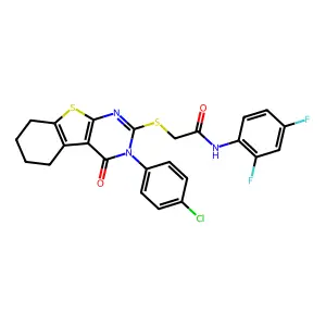 2-{[3-(4-chlorophenyl)-4-oxo-3,4,5,6,7,8-hexahydro[1]benzothieno[2,3-d]pyrimidin-2-yl]sulfanyl}-N-(2,4-difluorophenyl)acetamide structure
