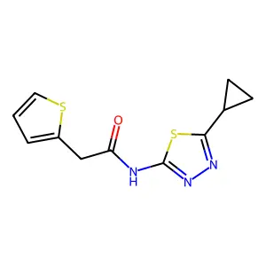 N-(5-cyclopropyl-1,3,4-thiadiazol-2-yl)-2-(2-thienyl)acetamide structure
