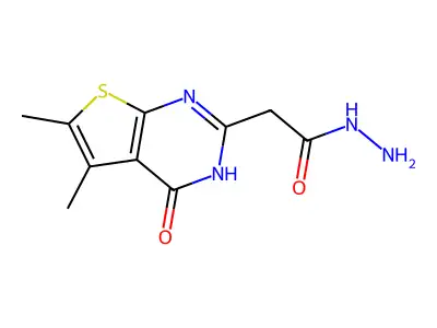 2-{5,6-dimethyl-4-oxo-3H,4H-thieno[2,3-d]pyrimidin-2-yl}acetohydrazide structure