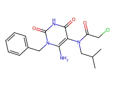 N-(6-amino-1-benzyl-2,4-dioxo-1,2,3,4-tetrahydropyrimidin-5-yl)-2-chloro-N-(2-methylpropyl)acetamide structure