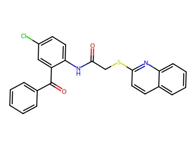 N-(2-benzoyl-4-chlorophenyl)-2-(quinolin-2-ylsulfanyl)acetamide structure