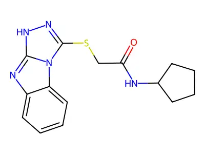 2-((9H-Benzo[4,5]imidazo[2,1-c][1,2,4]triazol-3-yl)thio)-N-cyclopentylacetamide structure